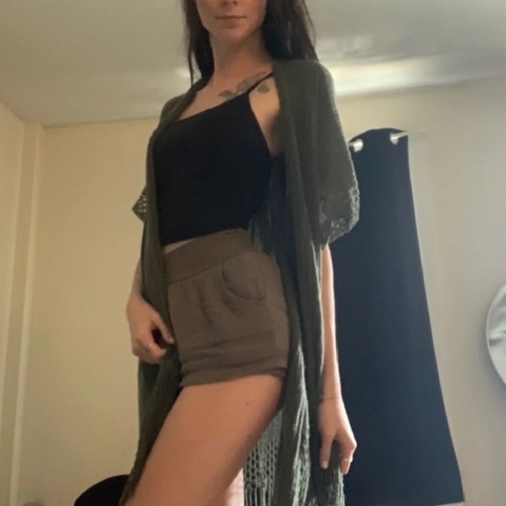 Green loose knit cardigan